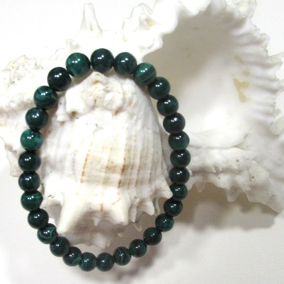 Natural Malachite Gemstone Bracelet - Picture 1 of 4